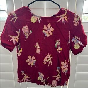 Madewell Red Floral Blouse